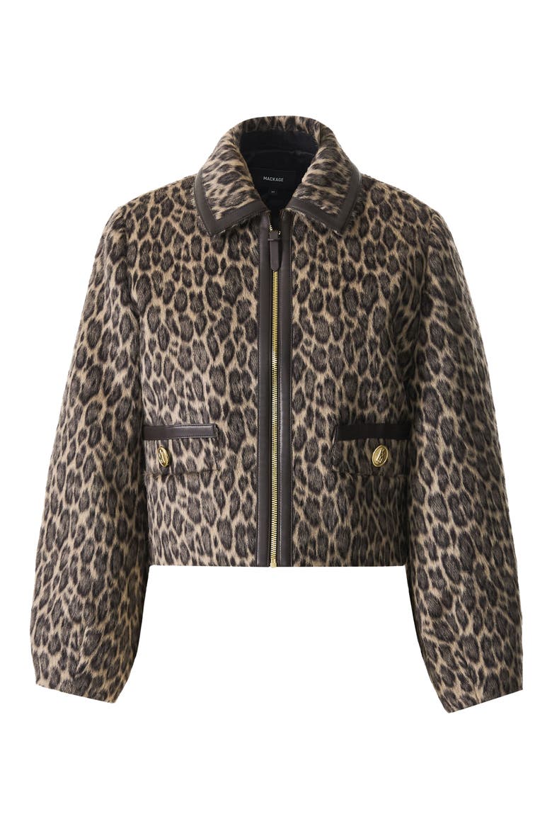 Lorah Leopard Print Wool & Alpaca Blend Crop Jacket, Alternate, color, LIGHT CAMEL MULTI