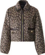 Mackage Lorah Leopard Print Wool & Alpaca Blend Crop Jacket