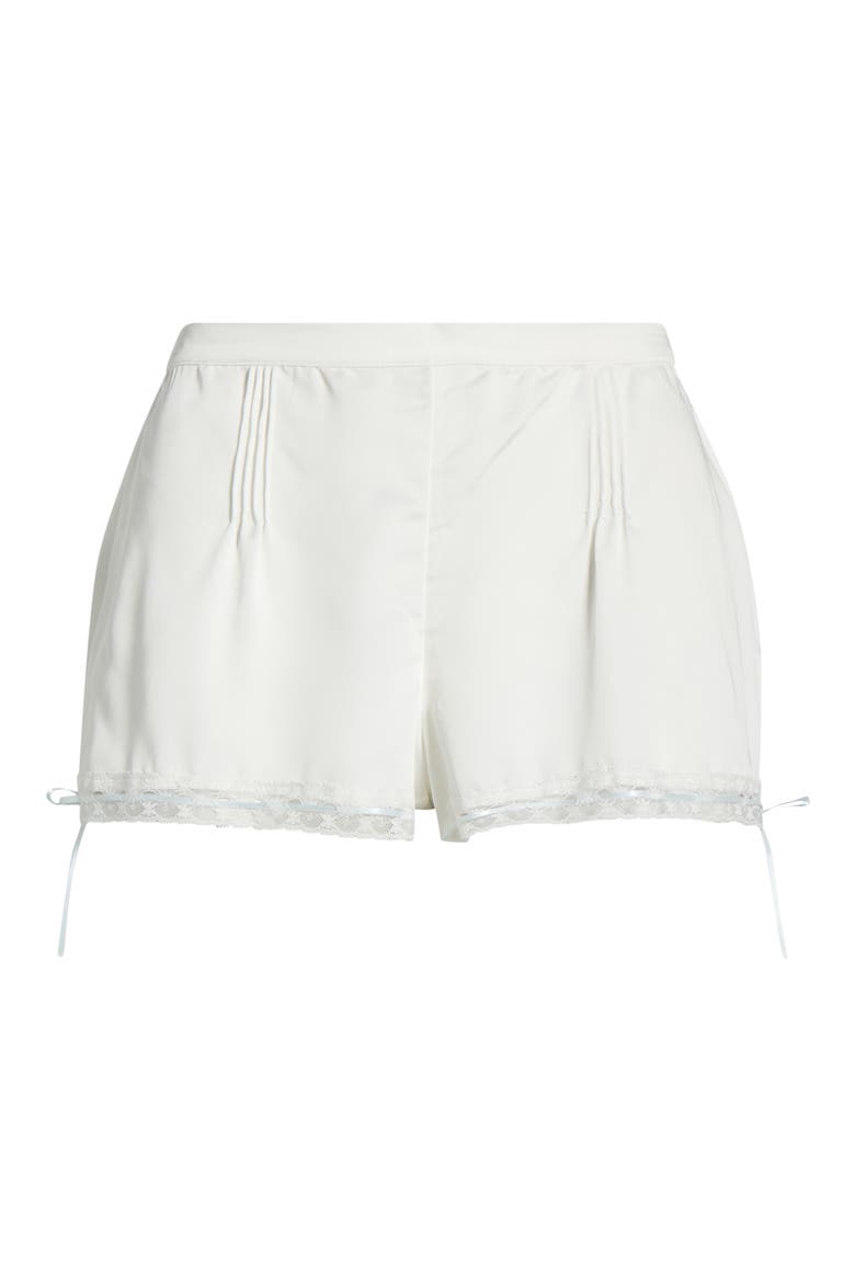 Nyah Lace Trim Pintuck Detail Pajama Shorts, Alternate, color, WHITE