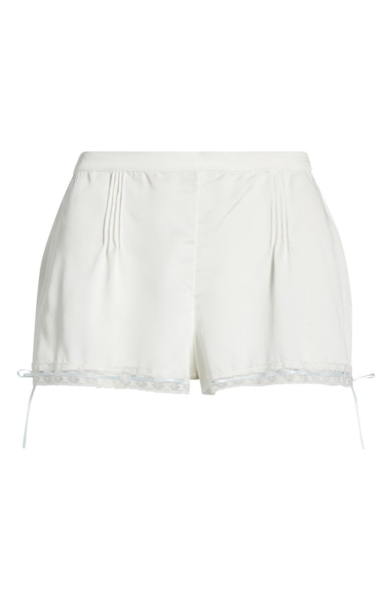 Etam Nyah Lace Trim Pintuck Detail Pajama Shorts, Main, color, White