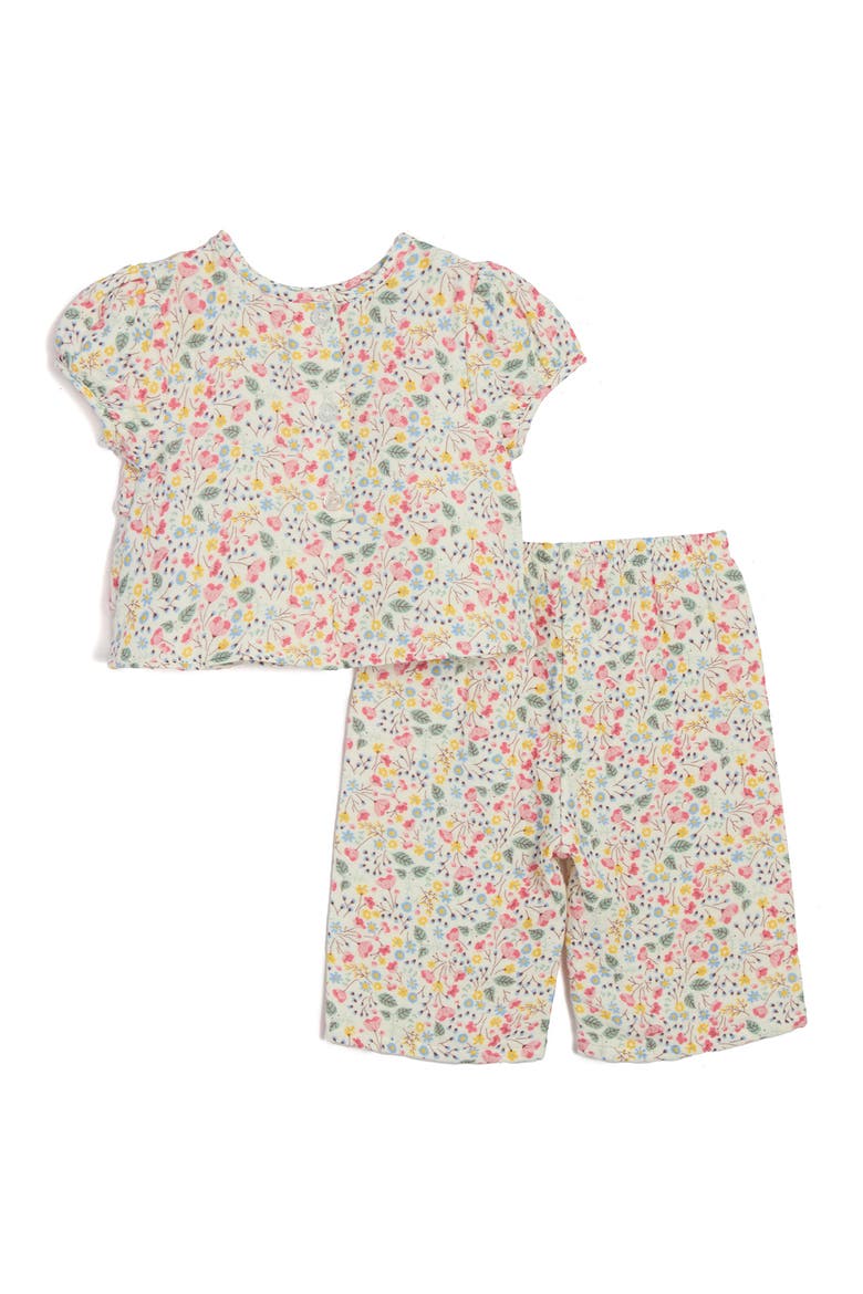 Floral Puff Sleeve Top & Cropped Printed Pants, Alternate, color, PINK