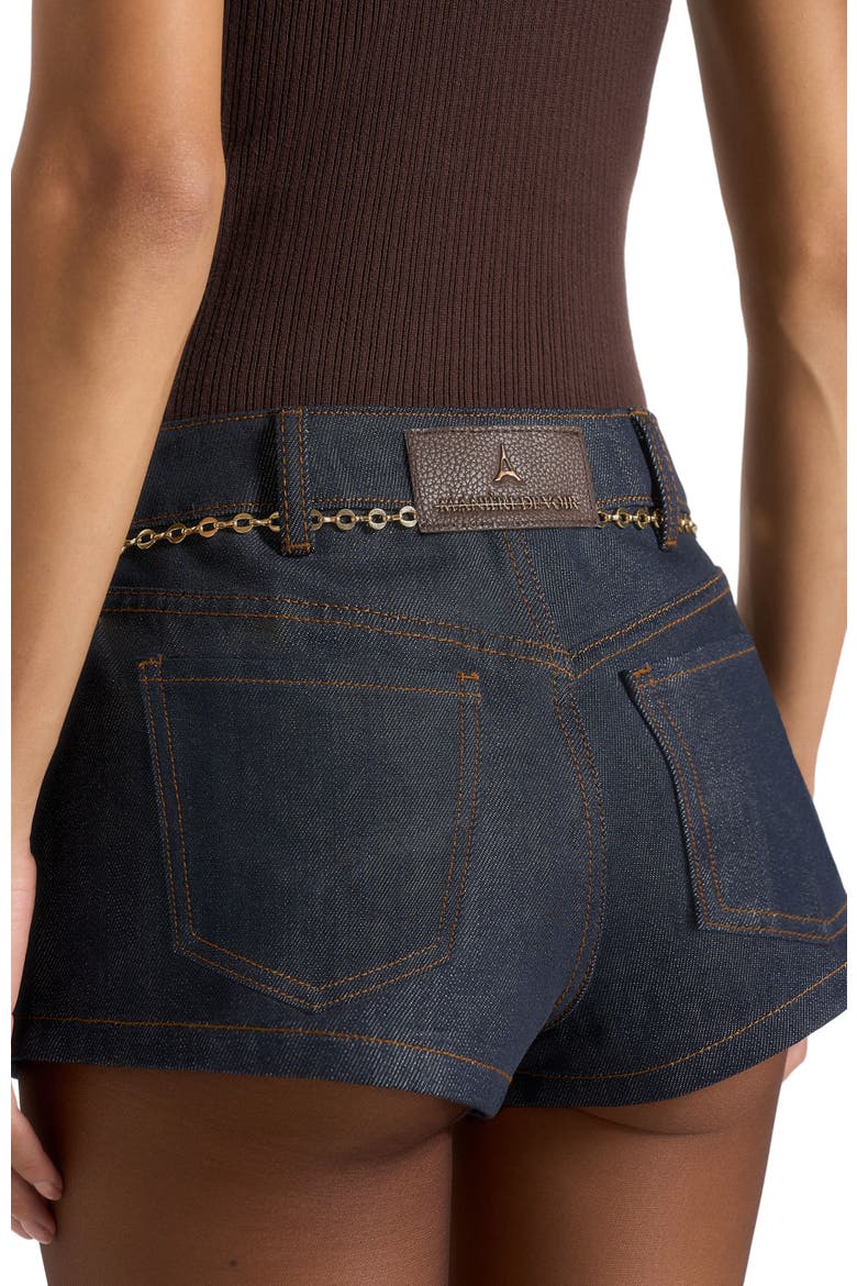 Elina Denim Mini Shorts With Chain, Alternate, color, Indigo