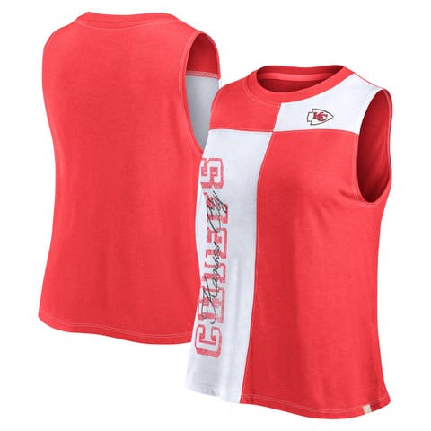 Women's Fanatics Branded Red/White Kansas City Chiefs Script Color Block Tank Top