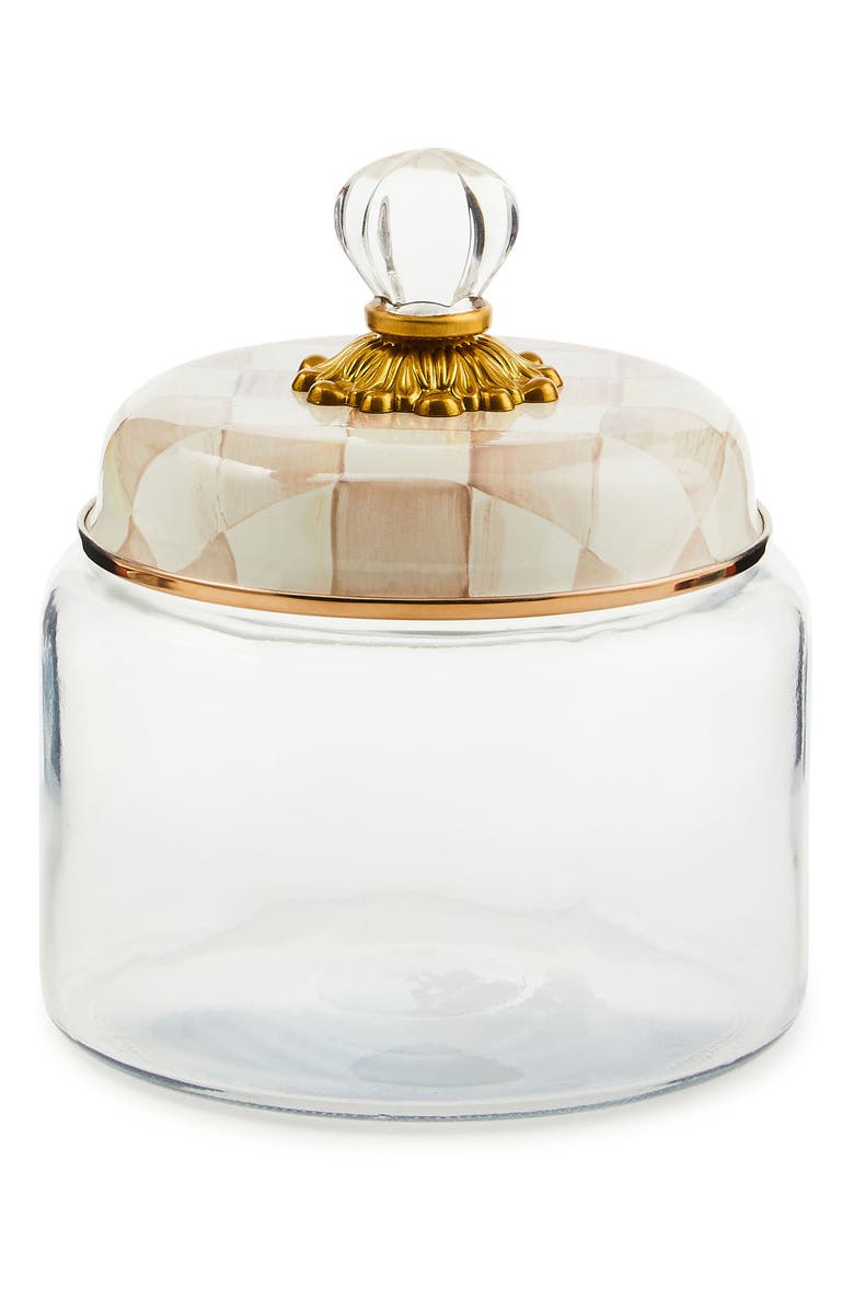 MACKENZIE CHILDS Mocha Check Small Kitchen Canister, Main, color, Mocha
