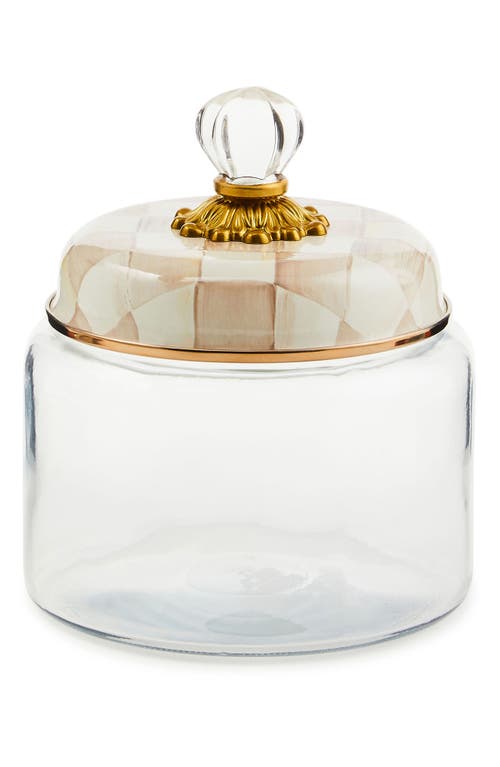 Mackenzie-childs Mackenzie Childs Mocha Check Small Kitchen Canister In Brown