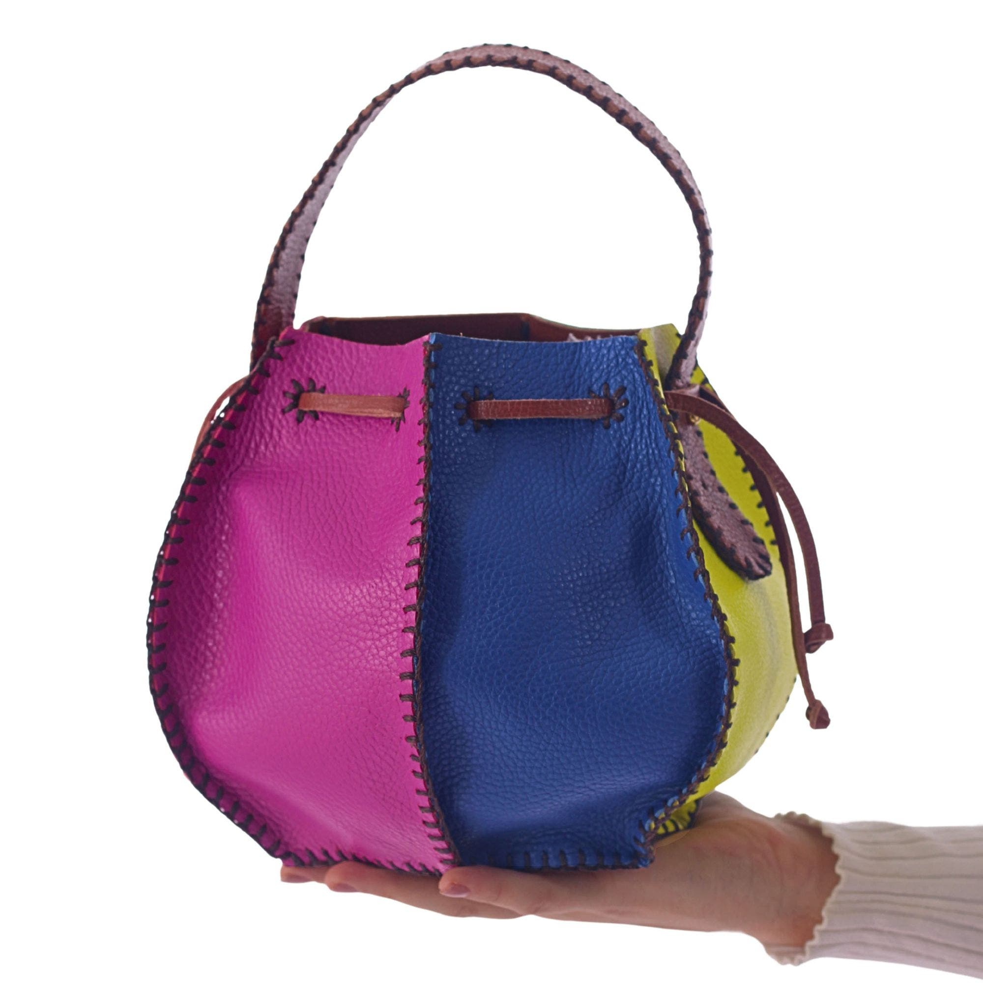 Tall Bucket Leather Bag, Alternate, color, Rainbow
