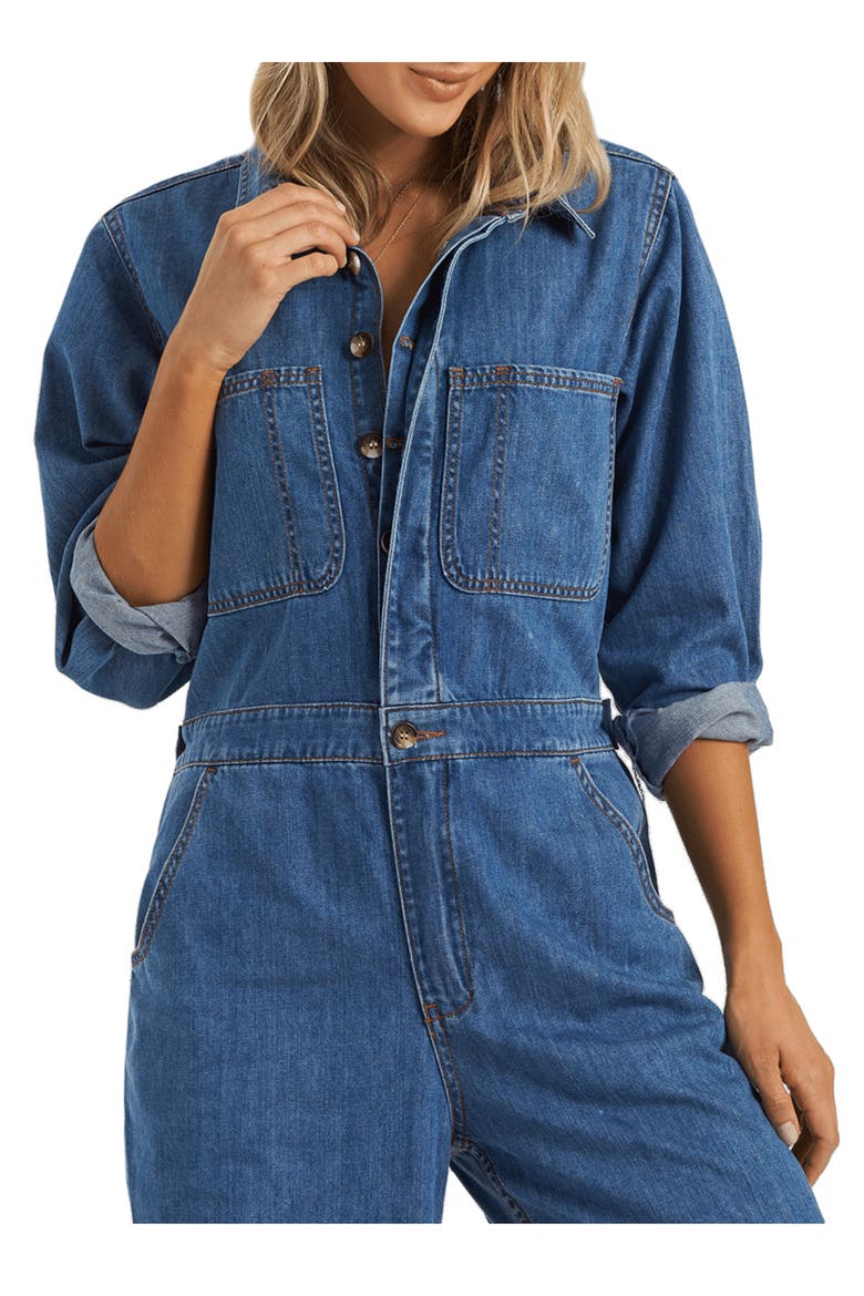 Endless Days Long Sleeve Denim Boiler Suit, Alternate, color, DJB-DEJA BLUE