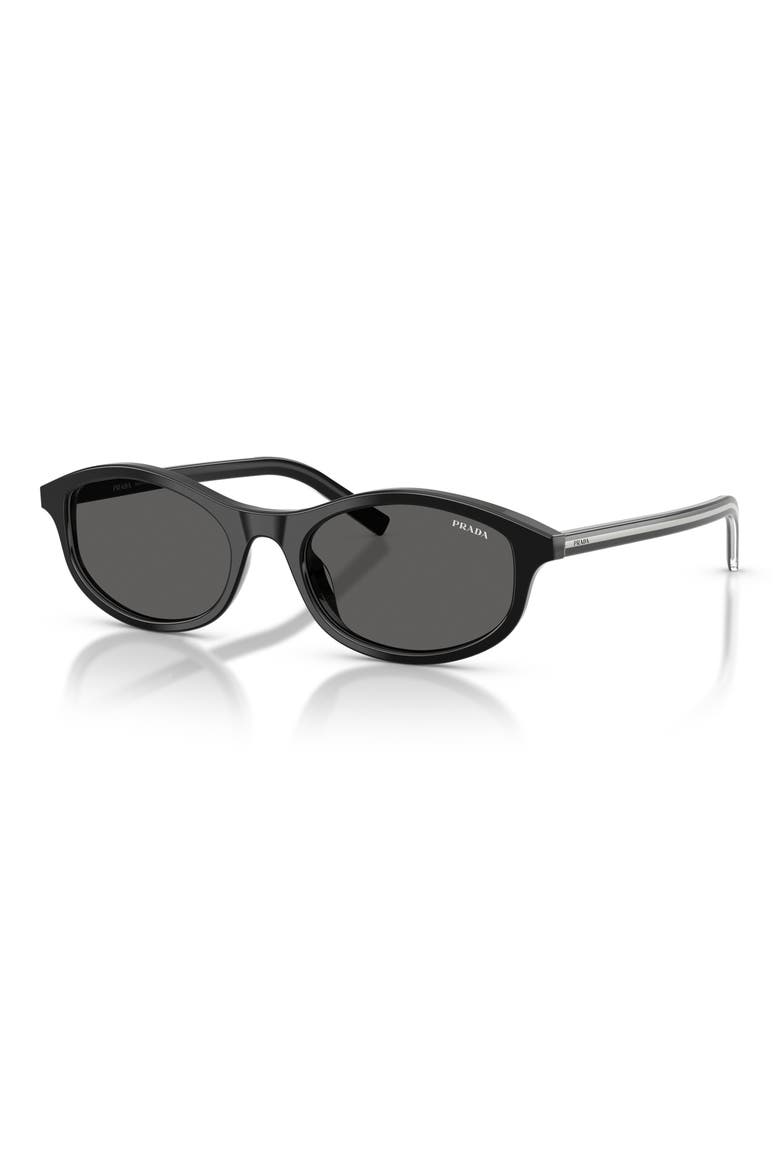 PR D17S 52mm Oval Sunglasses, Alternate, color, BLACK / DARK GREY