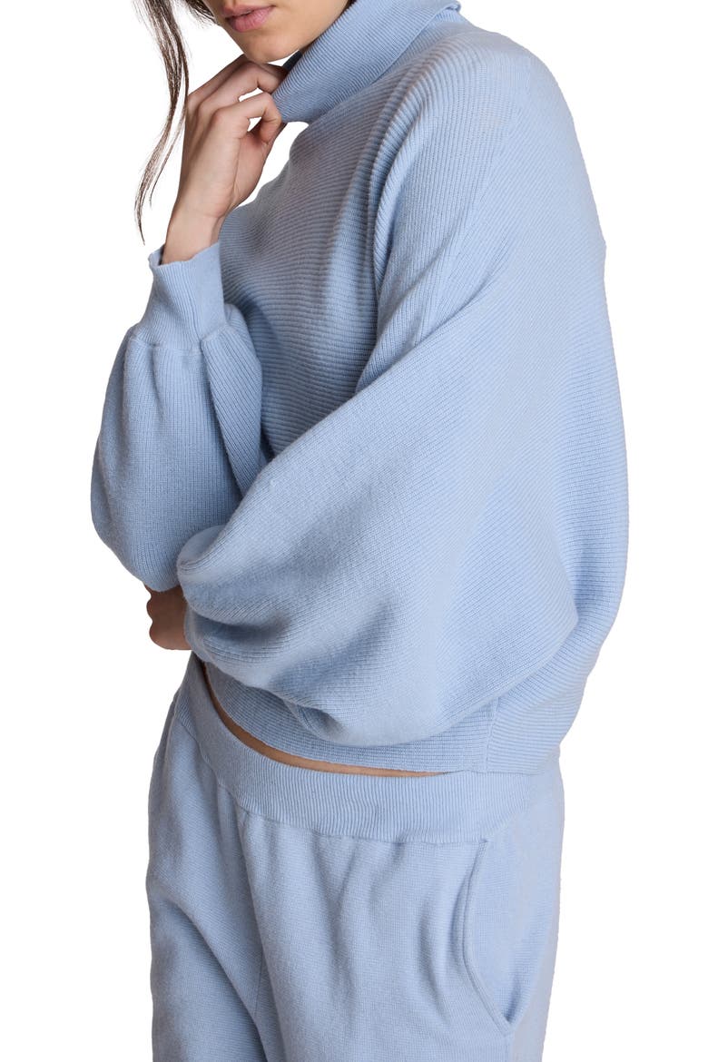 Shaker Crop Turtleneck Sweater, Alternate, color, SERENE BLUE