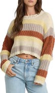 Billabong Mix Up Striped Cropped Sweater