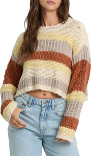 Billabong Mix Up Striped Cropped Sweater