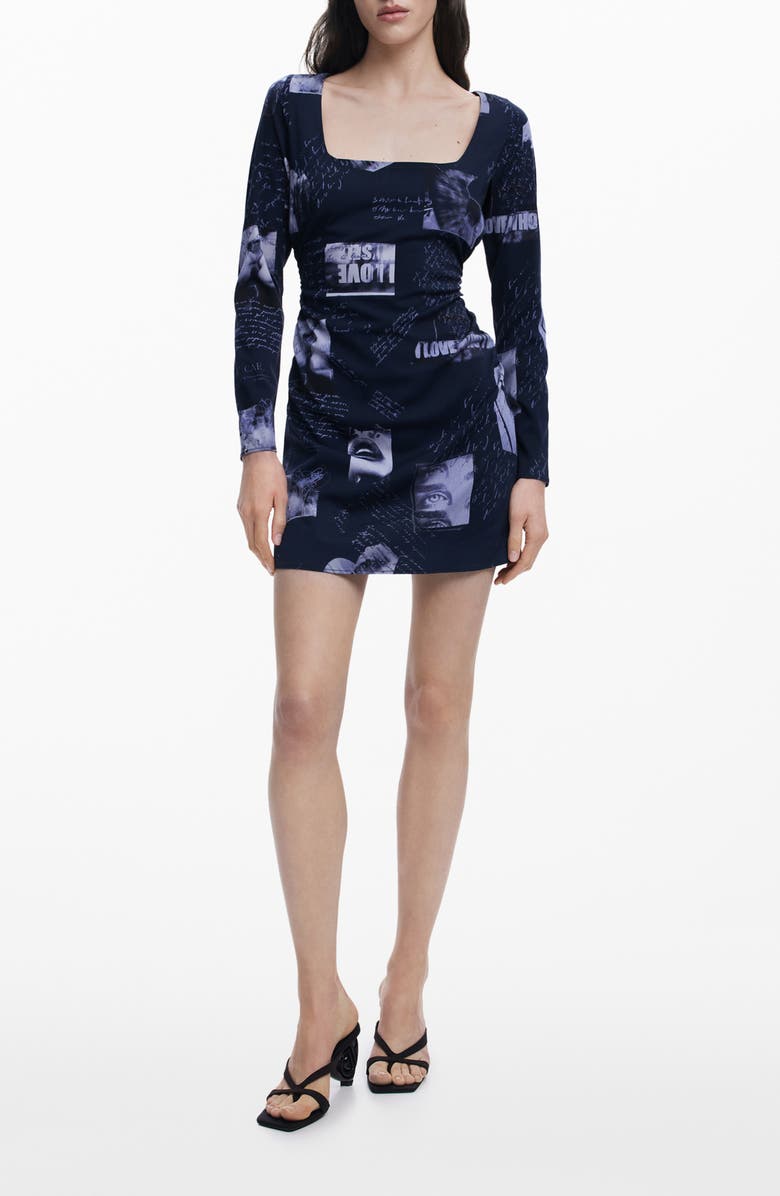 Desigual Long Sleeve Minidress, Main, color, 