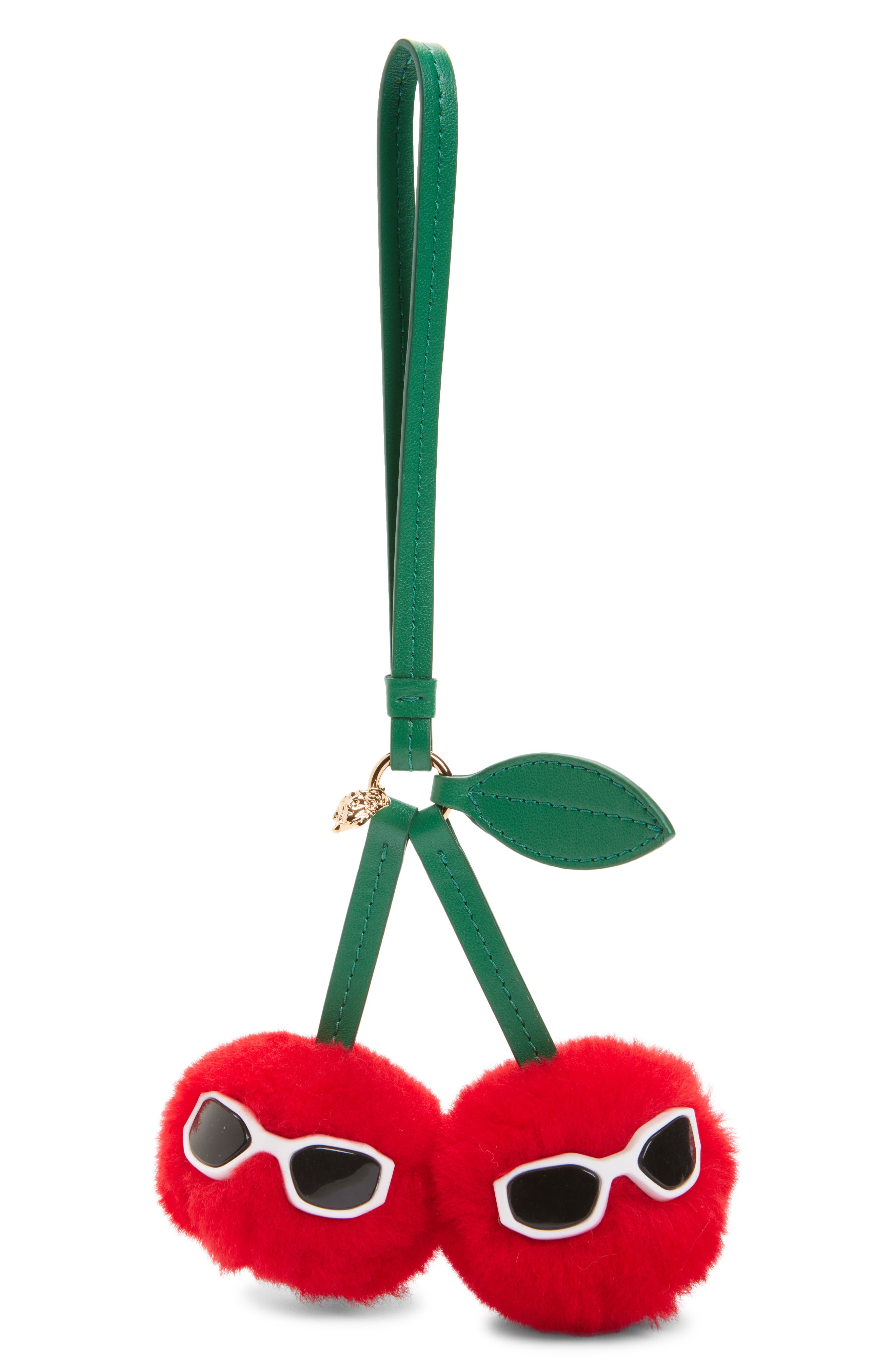 Versace Cherry Genuine Shearling Bag Charm, Main, color, 