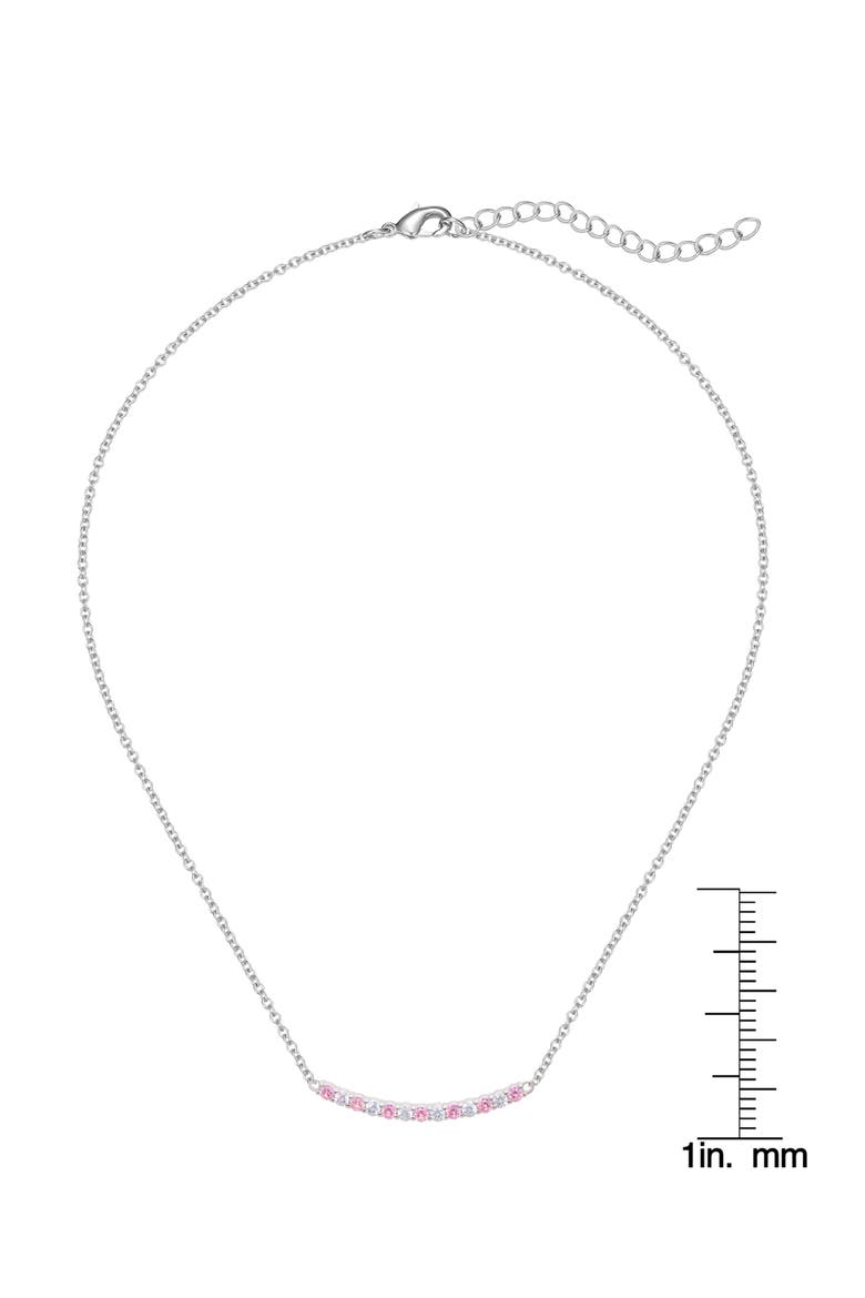 Kids' Cubic Zirconia Bar Pendant Necklace, Alternate, color, OPEN PINK