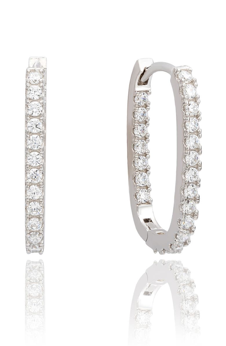SUZY LEVIAN Cubic Zirconia Hoop Earrings, Main, color, White