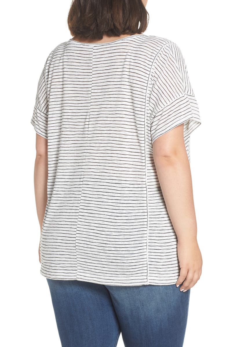 Sejour Stripe V-Neck Tee, Alternate, color,