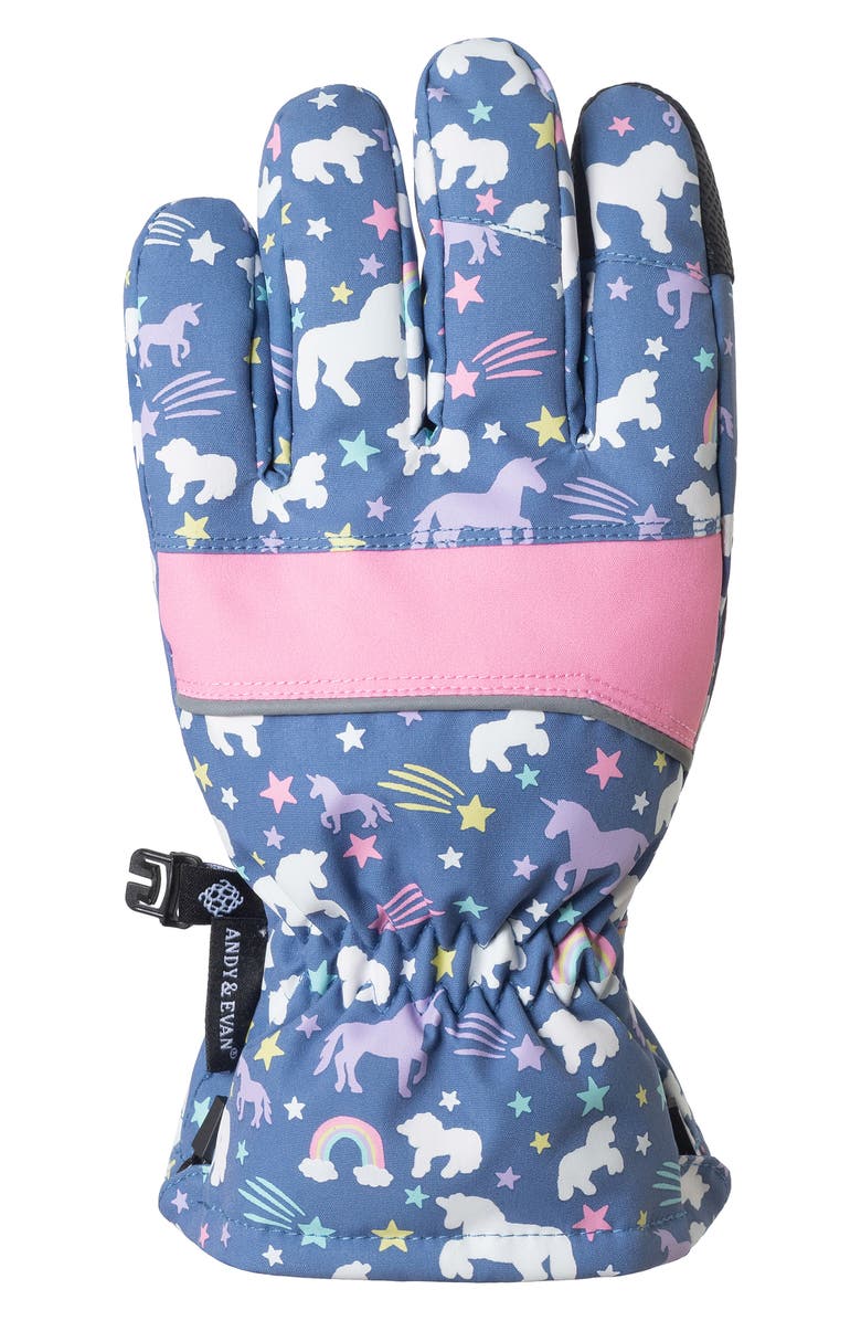 Andy & Evan Kids' Color Change Zip Gloves, Alternate, color, Navy Unicorn