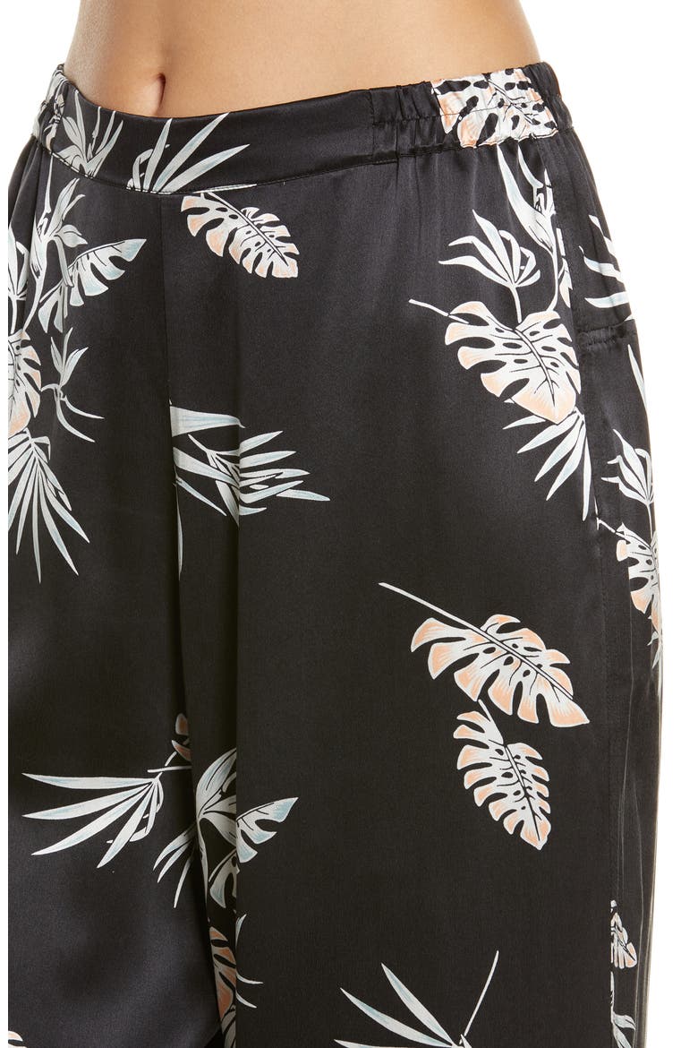 Washable High Waist Silk Pajamas, Alternate, color, IMMERSED BLACK PALM
