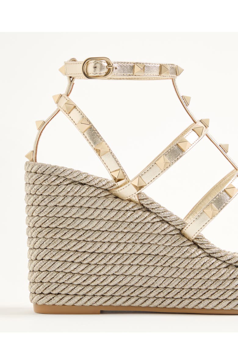 Valentino Rockstud Espadrille Wedge Sandal, Alternate, color, Platino