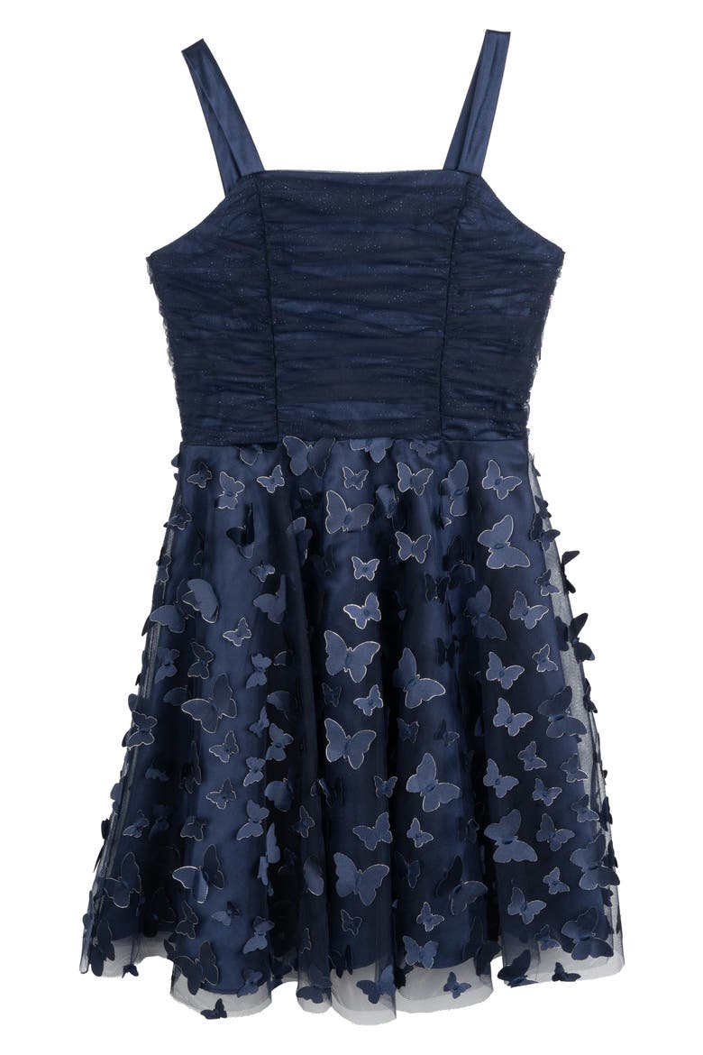 Kids' 3-D Butterfly Dress, Main, color, NAVY