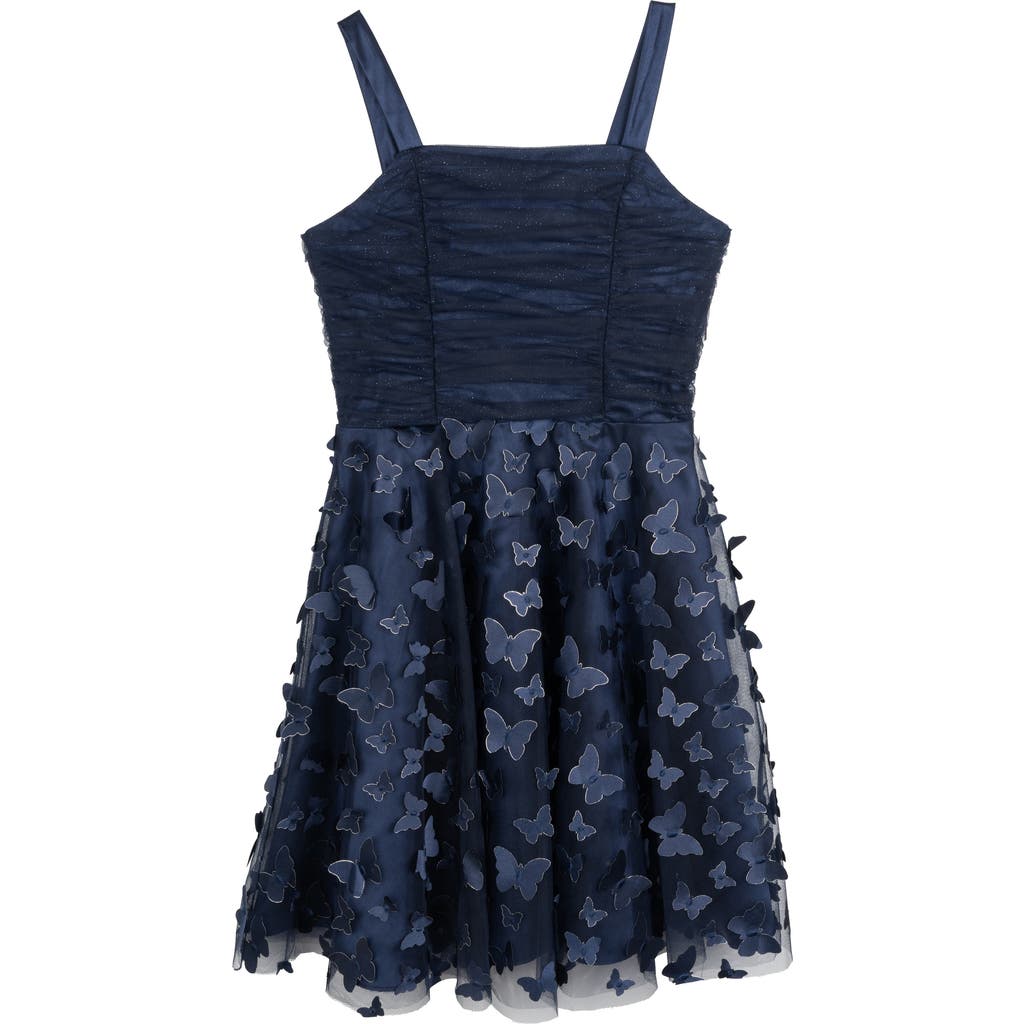 Rare Editions Kids' 3-d Butterfly Dress In Blue