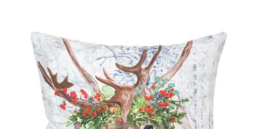 C & F Home C&f Home Reindeer Holly Flower Crown Indoor And Outdoor Christmas Throw Pillow, 18" X 18" In Multi