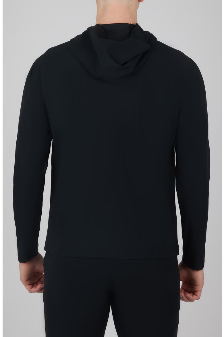 Waffle Warp Zip Hoodie, Alternate, color, BLACK