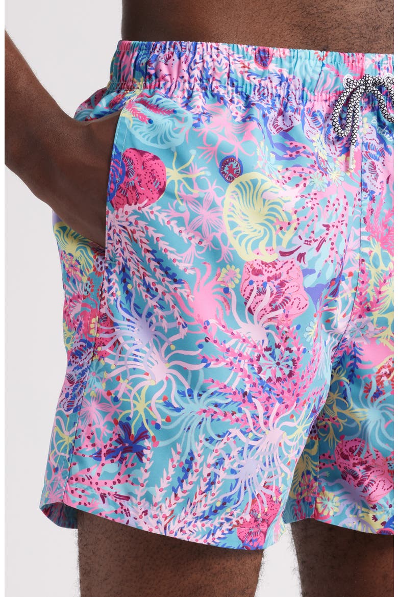 Printed Swim Trunks, Alternate, color, PINK MULTI