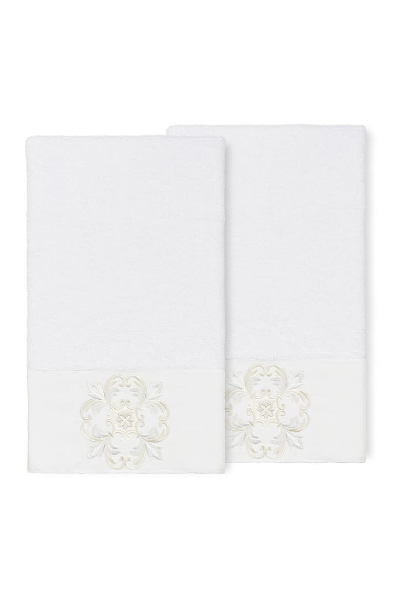 Alyssa Embellished Bath Towel - Set of 2 - White, Main, color, WHITE