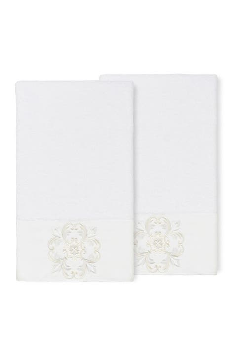Alyssa Embellished Bath Towel - Set of 2 - White