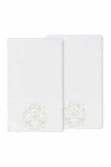 Linum Home Textiles Alyssa Embellished Bath Towel - Set of 2 - White