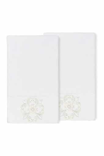 Linum Home Textiles Alyssa Embellished Bath Towel - Set of 2 - White