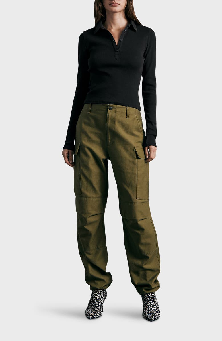 rag & bone Essential Long Sleeve Rib Polo, Alternate, color, 