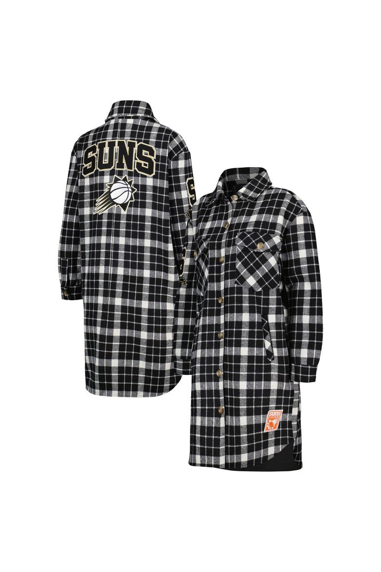 Women's Pro Standard White/Black Phoenix Suns Prep Plaid Button-Up Shacket, Main, color, White