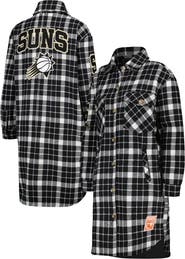 PRO STANDARD Women's Pro Standard White/Black Phoenix Suns Prep Plaid Button-Up Shacket