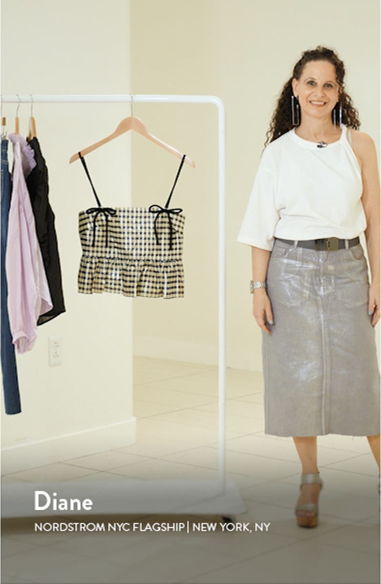 Shiny Check Print Peplum Top, sales video thumbnail