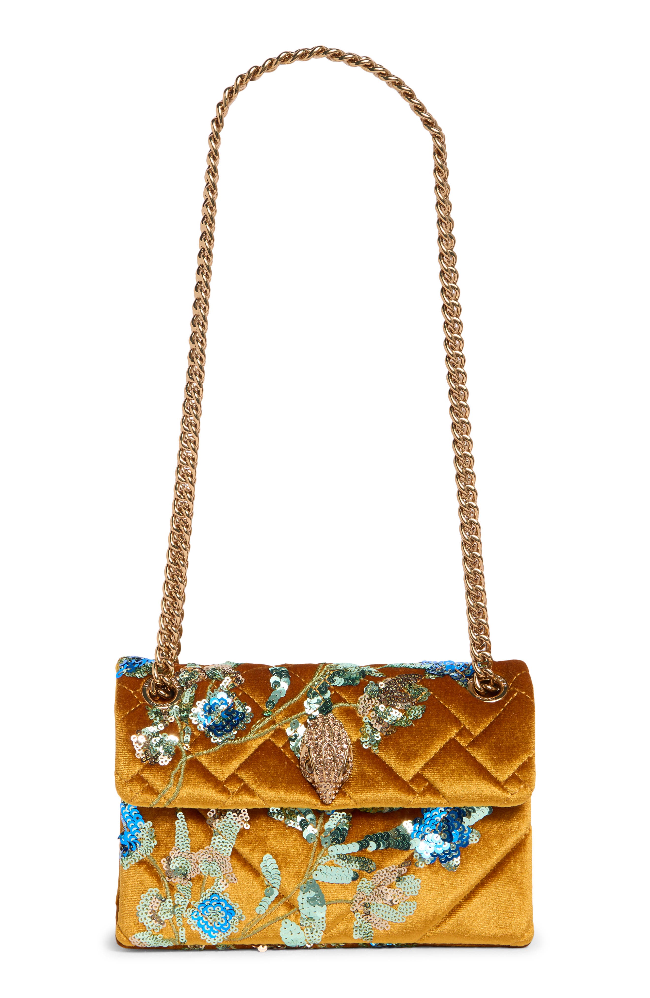 Kurt Geiger London Mini Kensington Sequin Flower Velvet Crossbody Bag