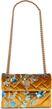 Kurt Geiger London Mini Kensington Sequin Flower Velvet Crossbody Bag