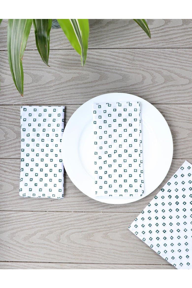 Squares Cloth Napkins - Set of 4, Alternate, color, Green Squares