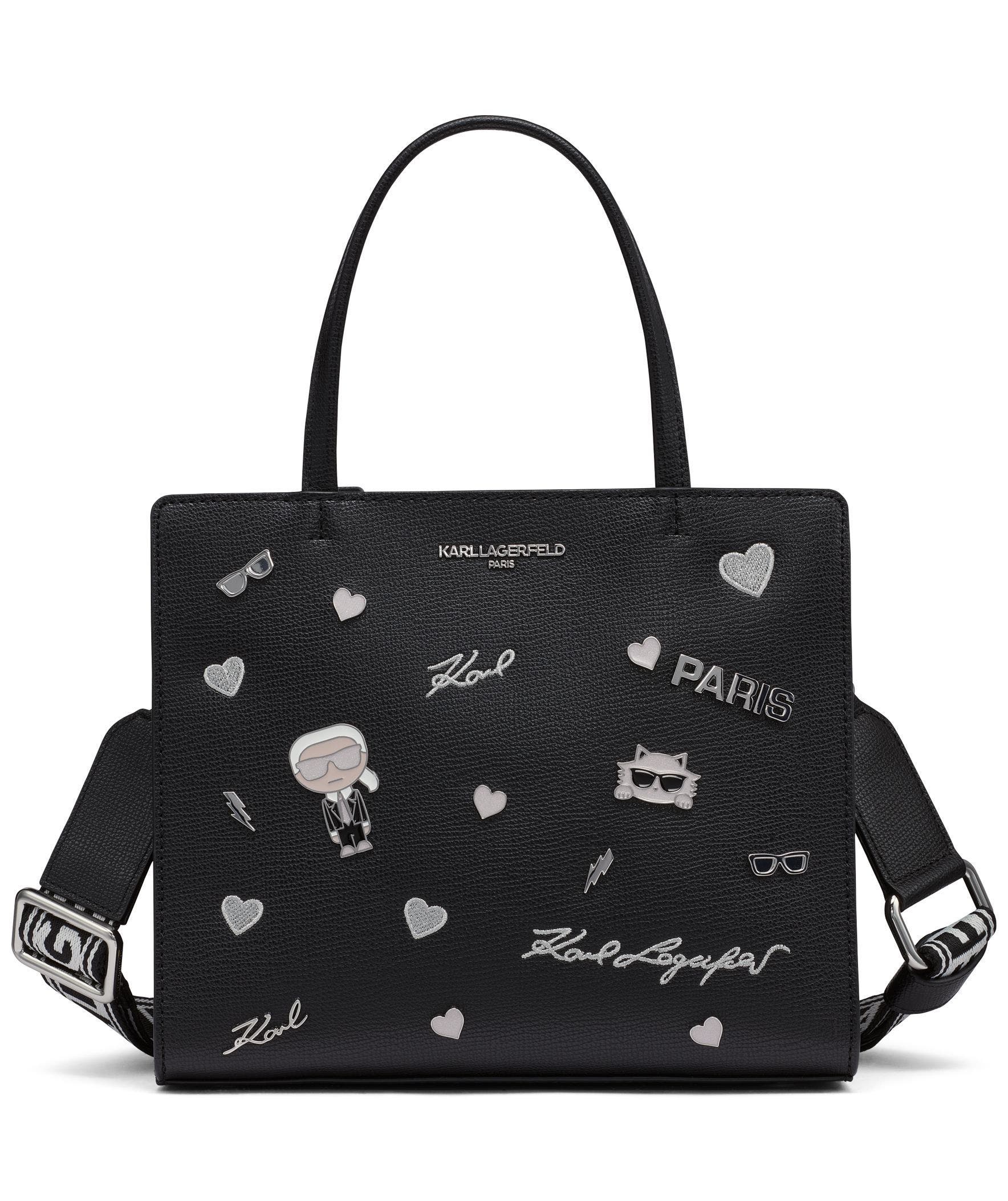 KARL LAGERFELD PARIS Maybelle Satchel, Main, color, Black Shimmer