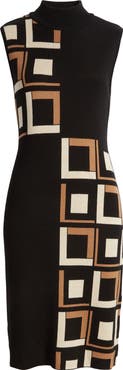 Anne Klein Inverted Square Mock Neck Sweater Dress