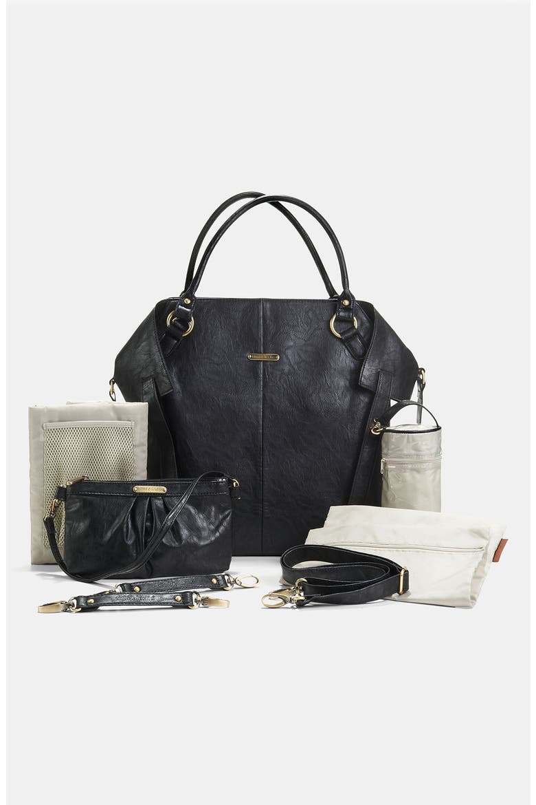 'Charlie' Diaper Bag, Alternate, color, BLACK