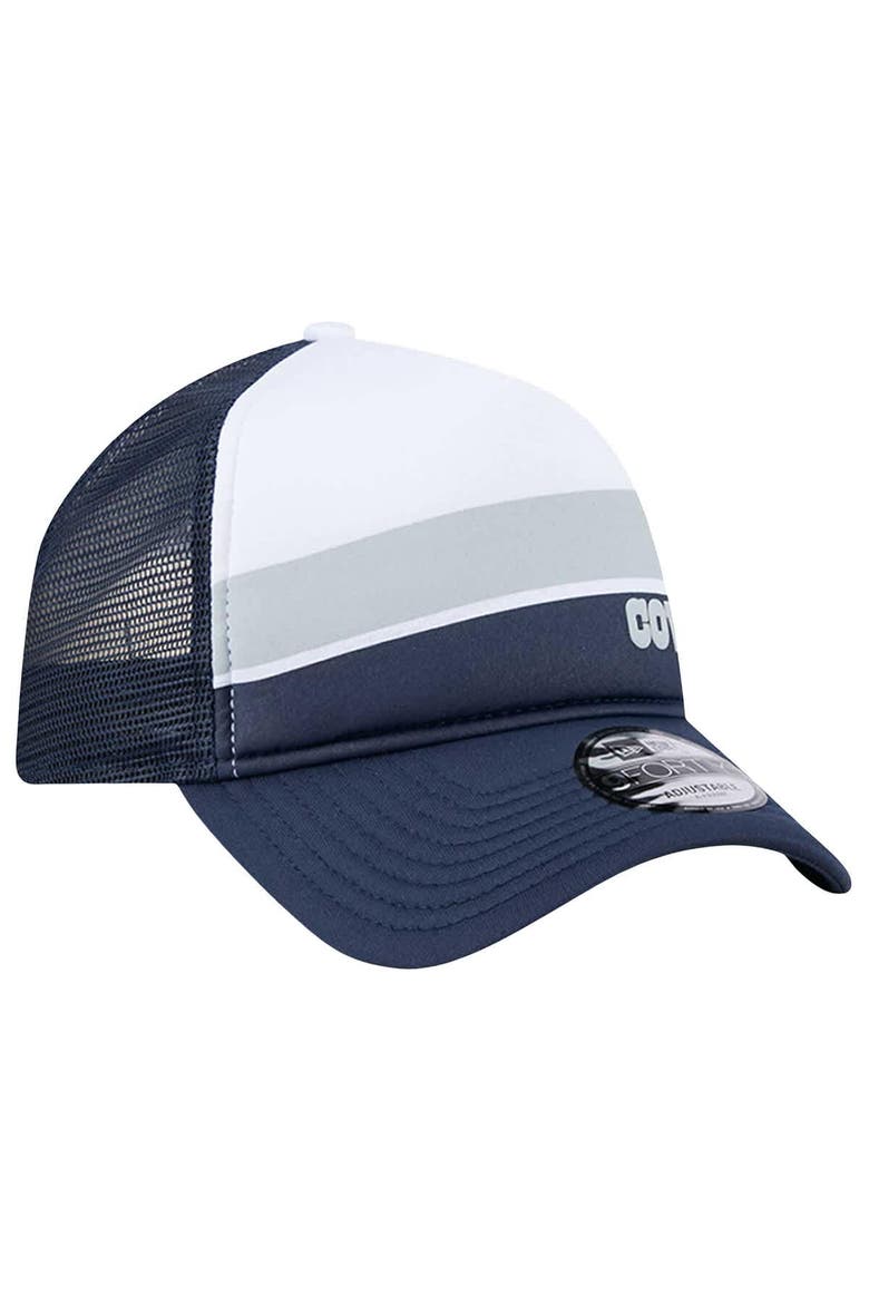 Men's New Era  White/Navy Dallas Cowboys Sport Night Color Block 9FORTY A-Frame Trucker Adjustable Hat, Alternate, color, White