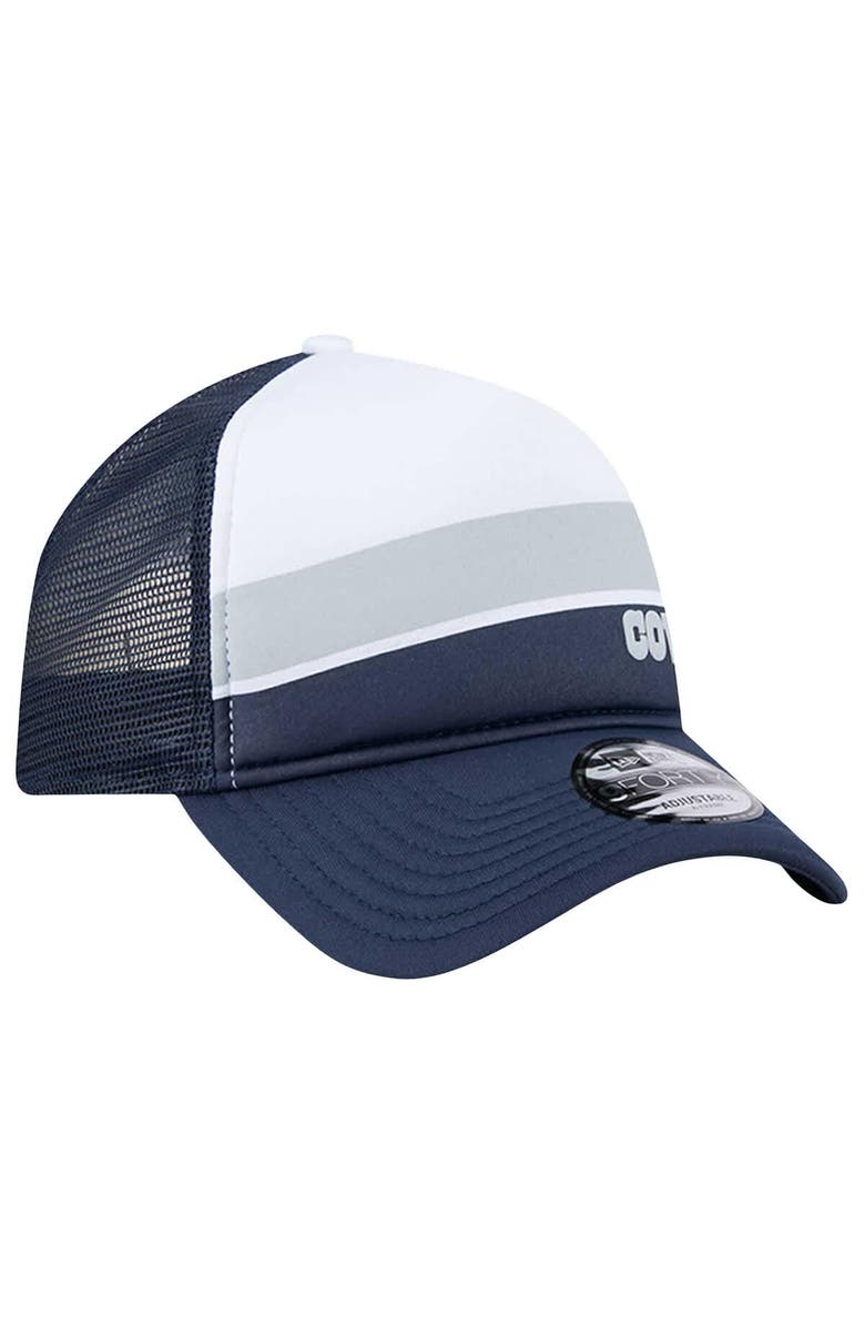New Era Men's New Era White/Navy Dallas Cowboys Sport Night Color Block 9FORTY A-Frame Trucker Adjustable Hat, Alternate, color, White