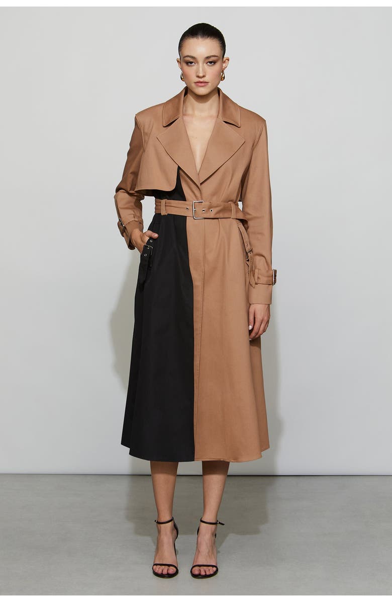 Et Ochs Ryder Trench Coat, Alternate, color, Camel/Black