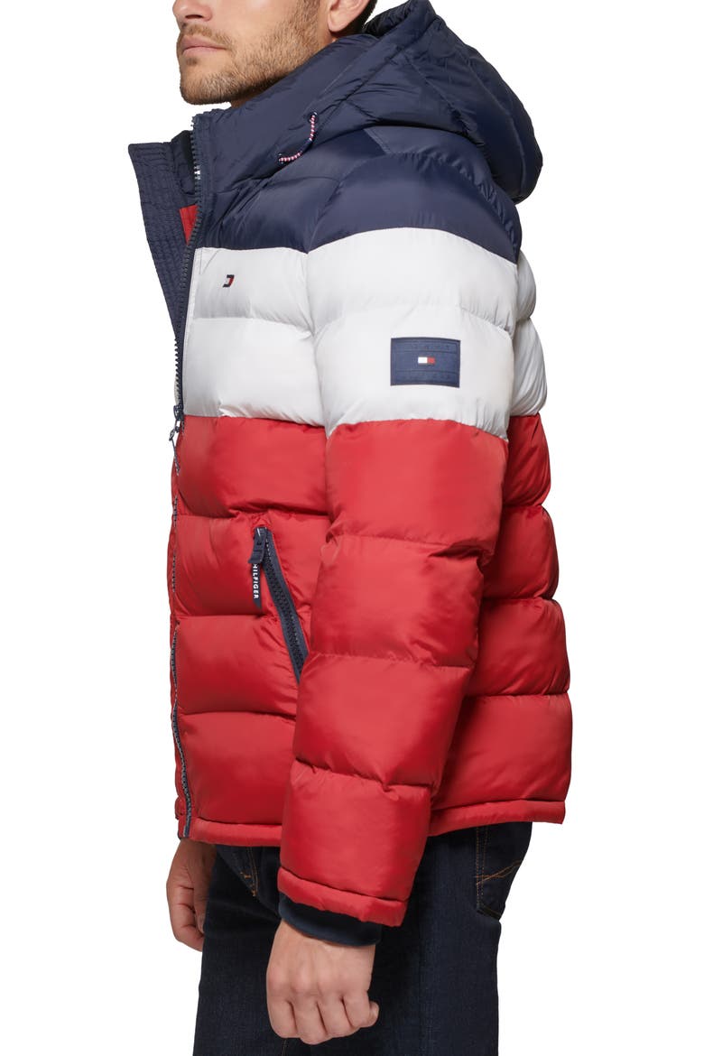 Nylon Classic Puffer Jacket, Alternate, color, MIDNIGHT/ BUFF/ RED
