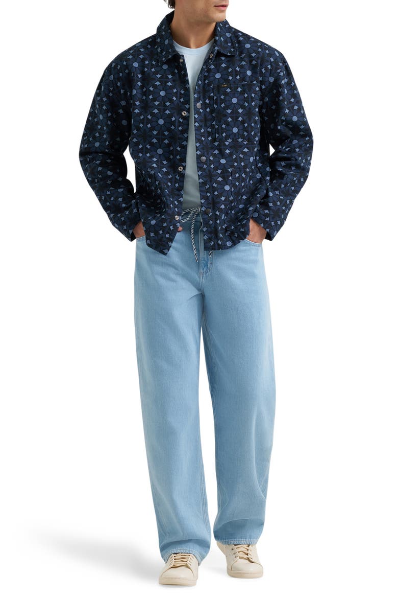 Floral Print Denim Jacket, Alternate, color, GEO PRINT