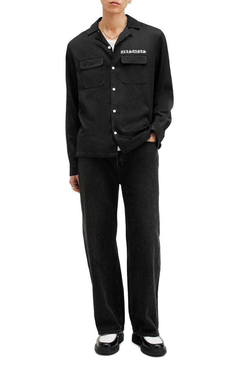 AllSaints Troya Logo Embroidered Utility Shirt, Alternate, color, 