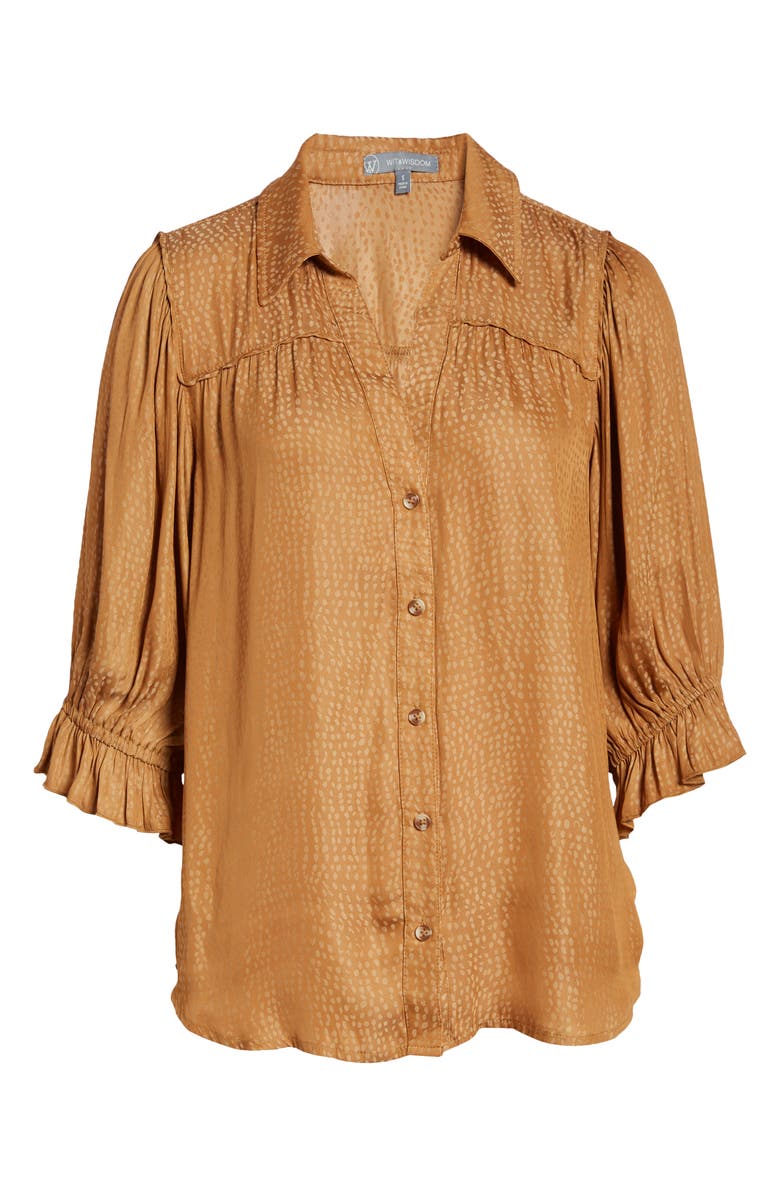 Wit & Wisdom Bonnet Sleeve Button-Up Top, Alternate, color,