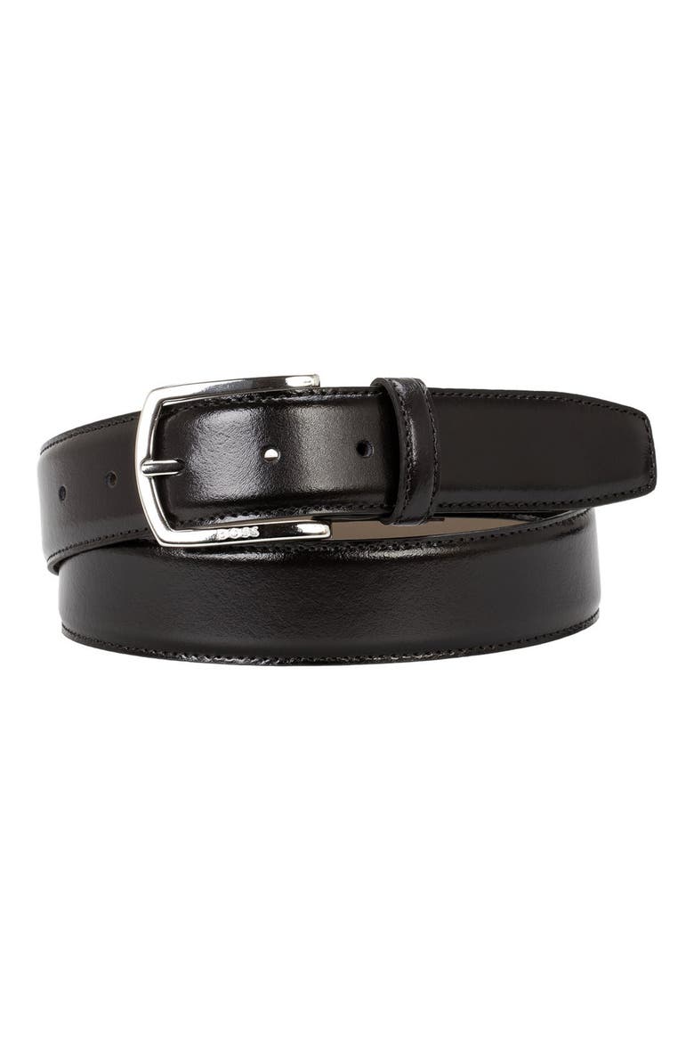 Claus Leather Belt, Main, color, DARK BROWN